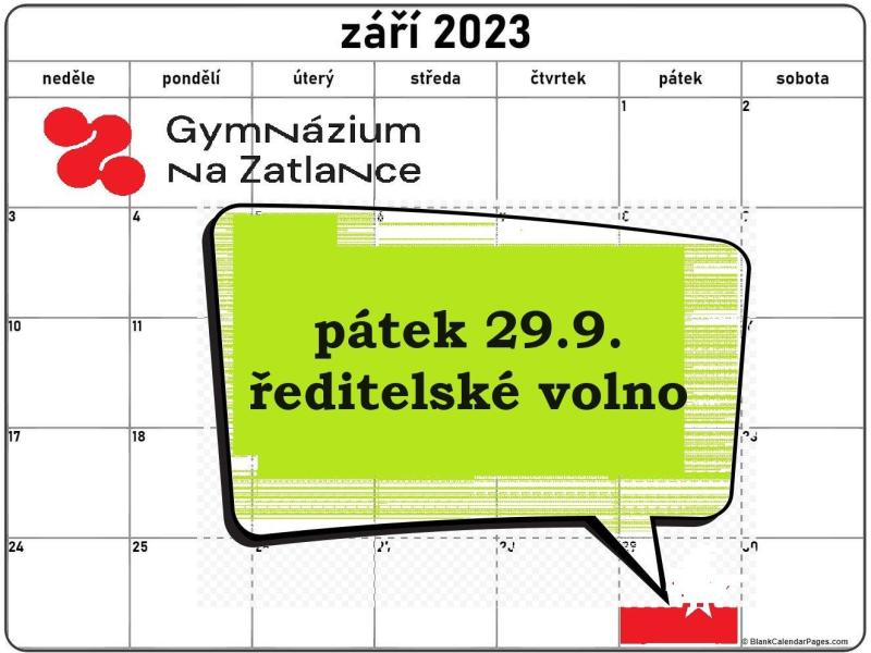 Ředitelské volno pátek 29.9.